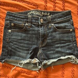 American Eagle Outfitters Black Jean Shorts Distressed Hem